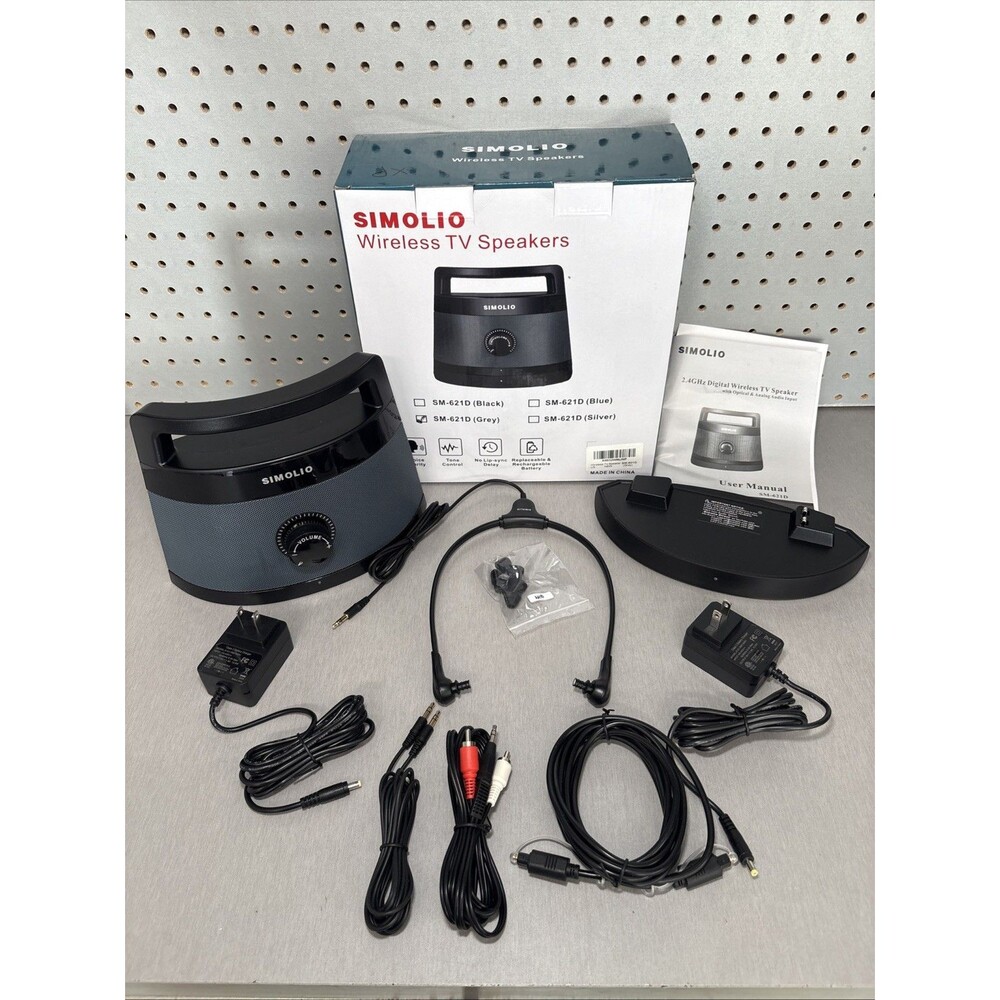 SIMOLIO Wireless TV Speakers SM-621D Portable Voice Highlighting 100ft OPEN BOX